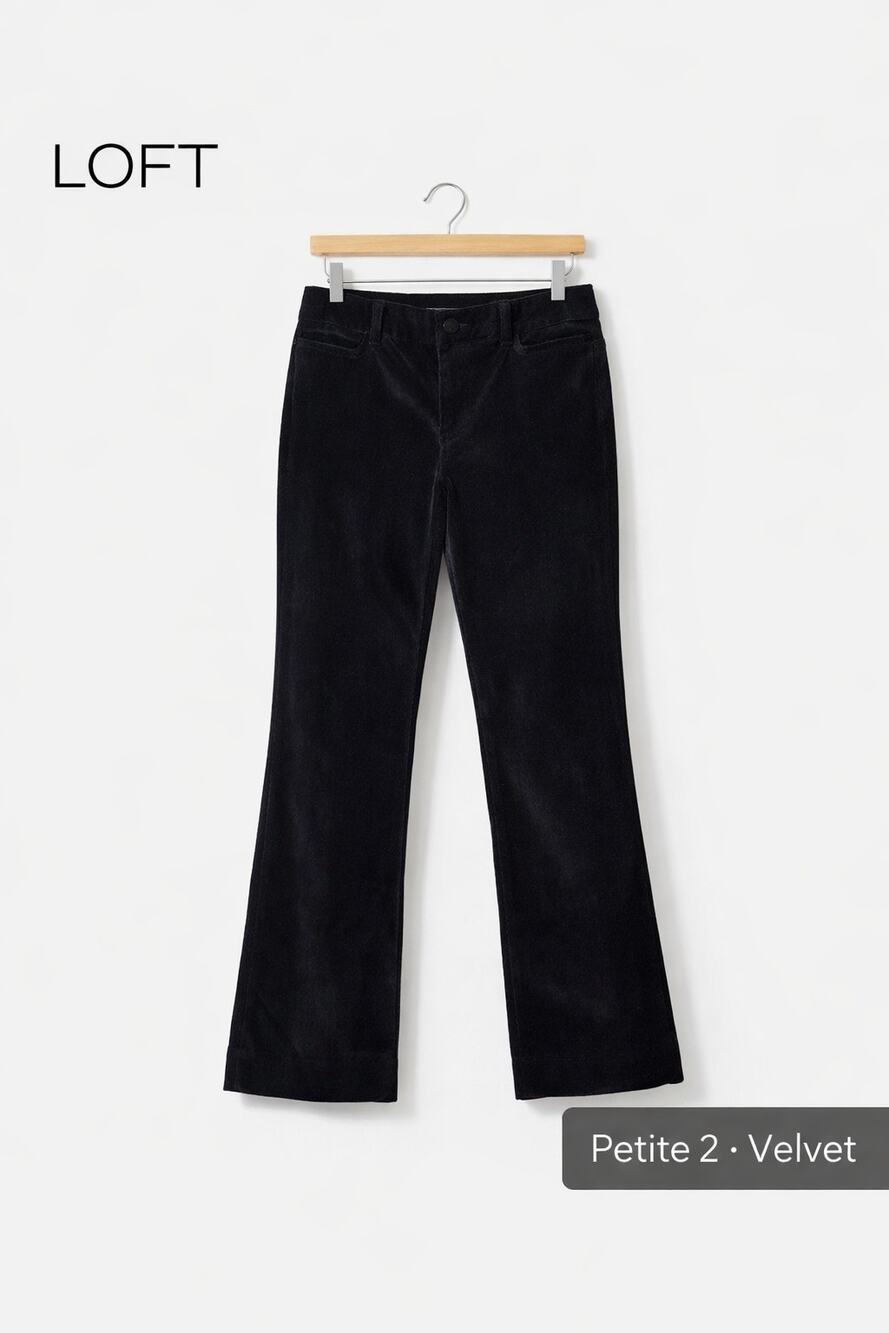 LOFT · 2 Petite · Marisa Bootcut Pants · Cotton Blend · Black Velvet